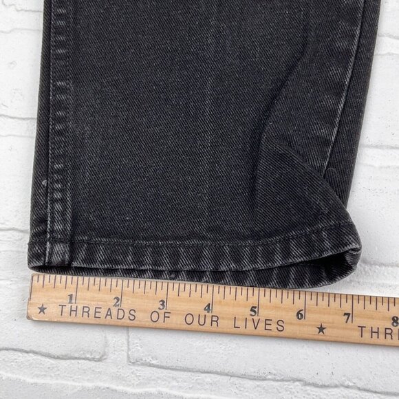Tommy Jeans Juniors 13 31Wx29.5L Black Logo Tape Waist Cotton Taper 80s VTG - Picture 11 of 12